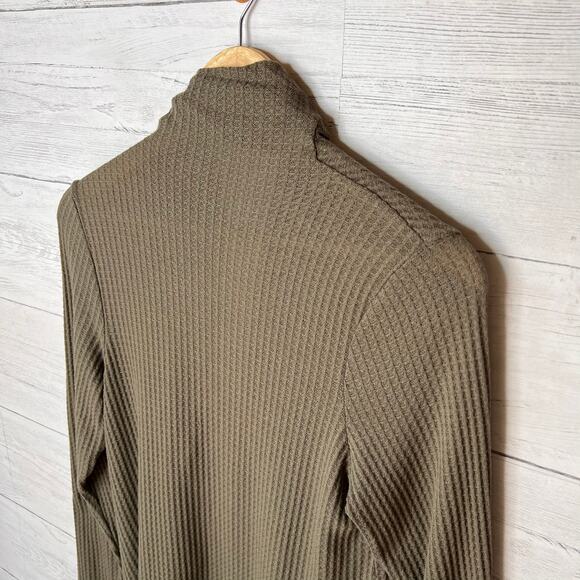 Knox Rose Cardigan Womens Size Large Olive Green Waffle Knit Open Lightweight - Picture 13 of 16